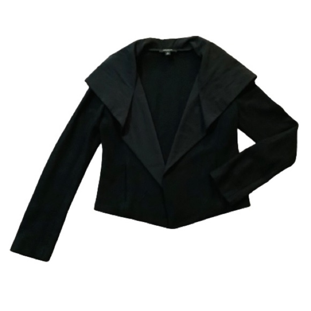 Ann Taylor Jacket Black 100% Wool with 100% Silk Collar Size S